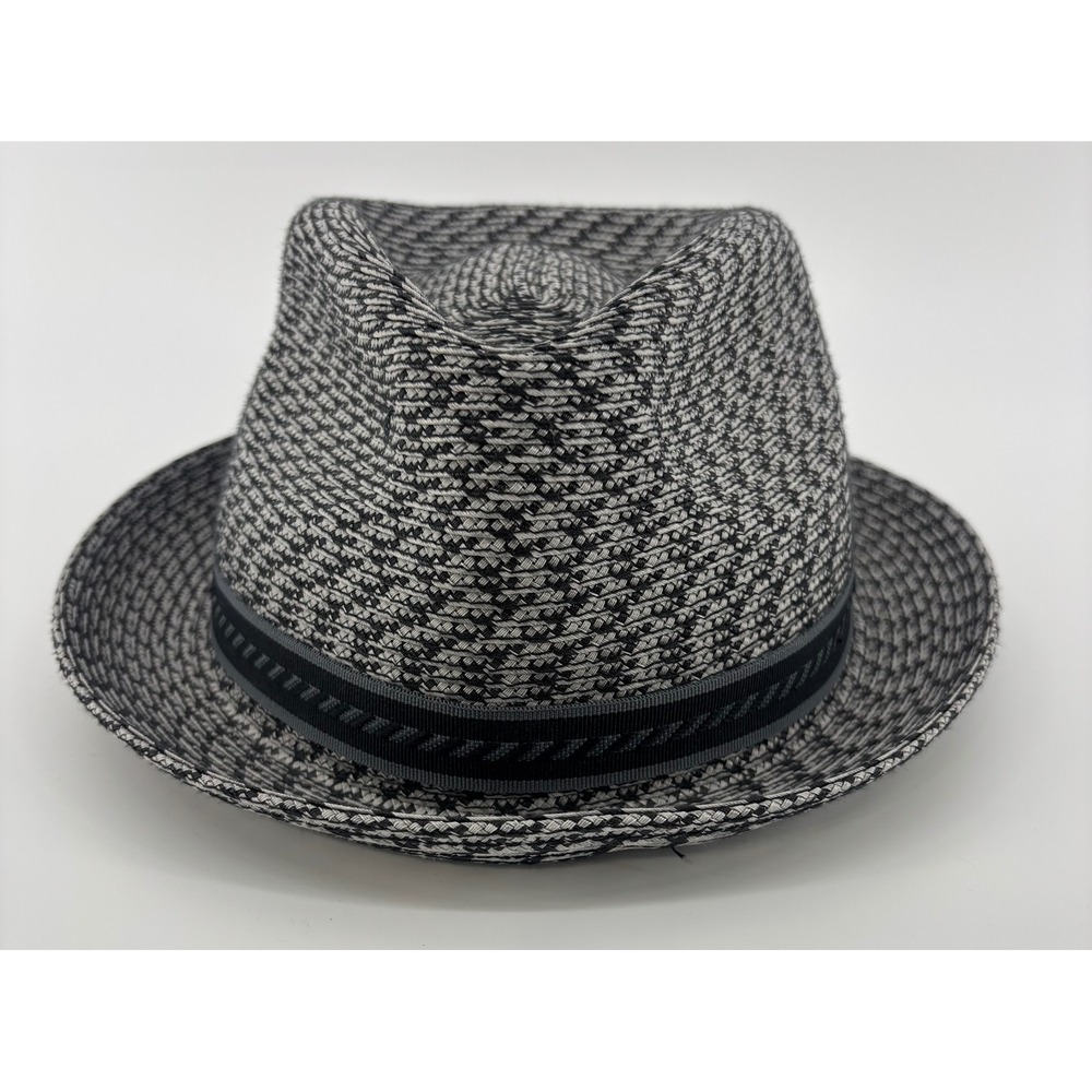 Bailey of Hollywood Breed Fedora Hat Mens Large Black White Woven Trilby